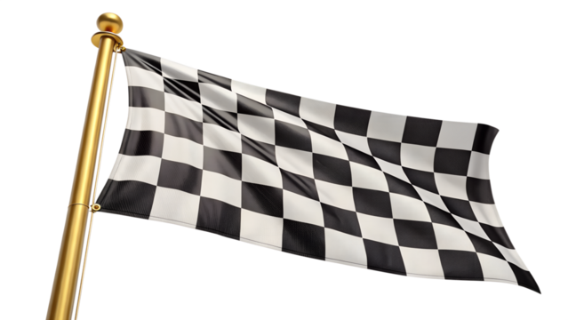 A Checkered Flag Flies Over Victory Lane