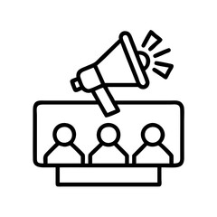 Megaphone announcement public speaking communication marketing crowd promotion business event vector