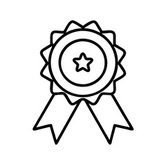 Fototapeta premium Outline achievement award badge best choice certificate competition emblem first place honor icon