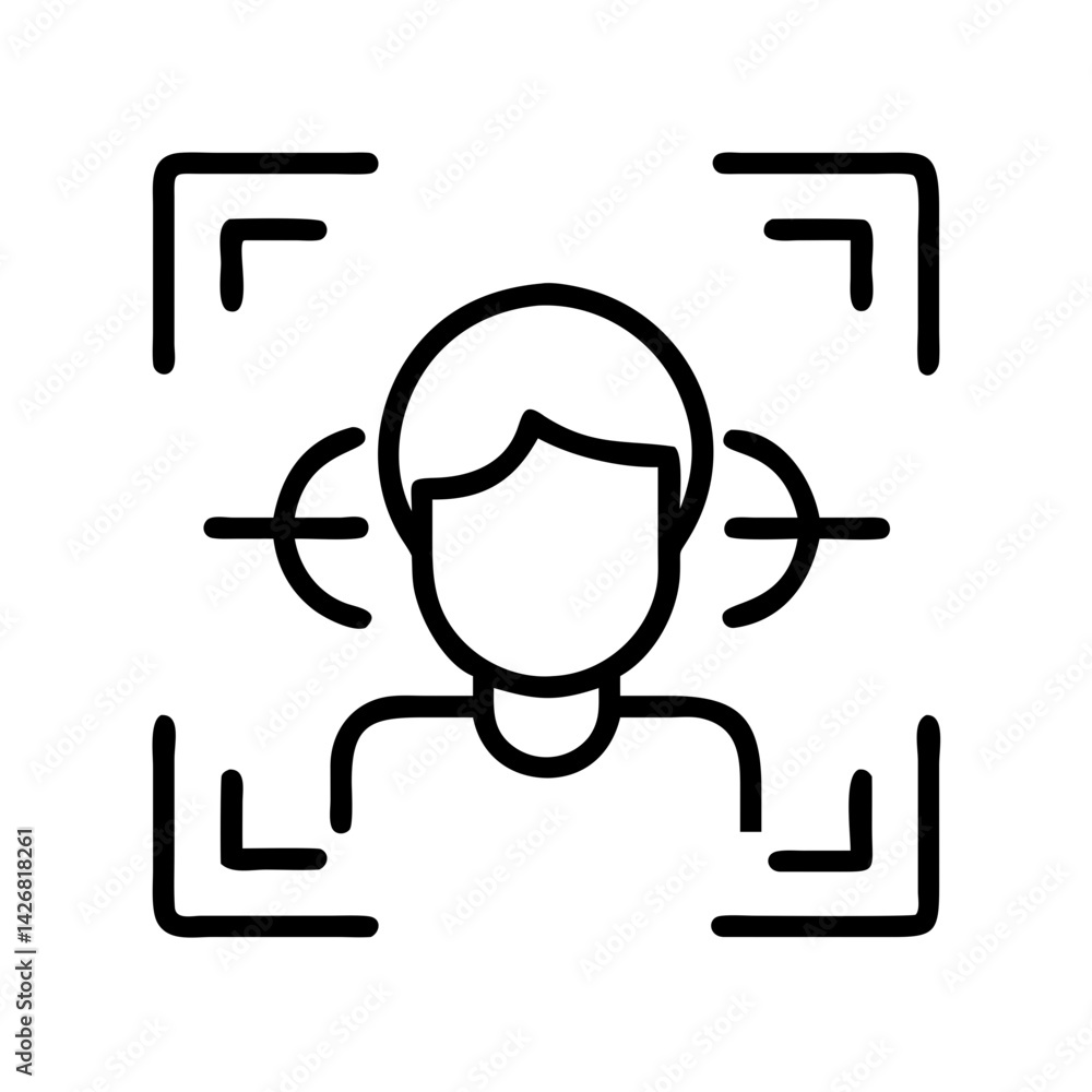 Poster face recognition scan identity verification security person authentication biometric system access c