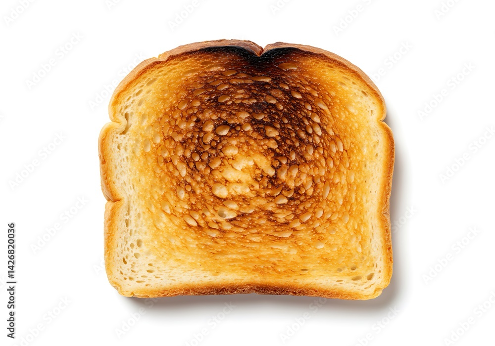 Aufkleber a single slice of toasted bread with a golden brown color isolated on a white background plain view