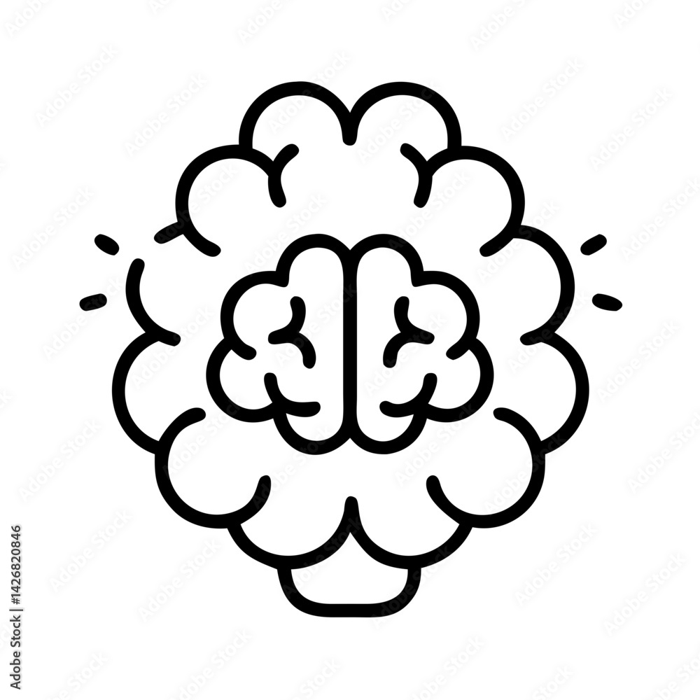 Poster brain icon intelligence mind thinking memory creative knowledge learning idea concept design vector