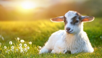 Sheeps in a meadow on green grass 
