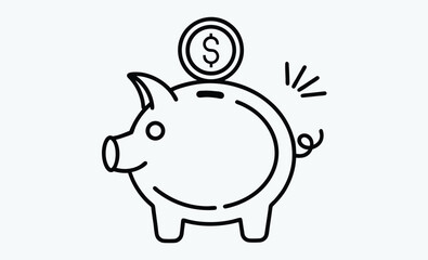 Save money silhouette, Save money icon designed in a line style, editable stroke 