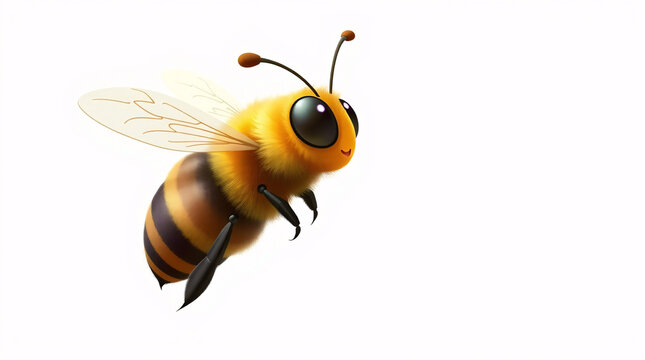 A cute, animated bee with a cheerful smile, vibrant colors, and playful design.