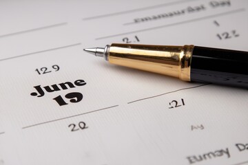 Calendar page with pen marking date in June