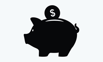 Save money silhouette, Save money icon designed in a line style, editable stroke 