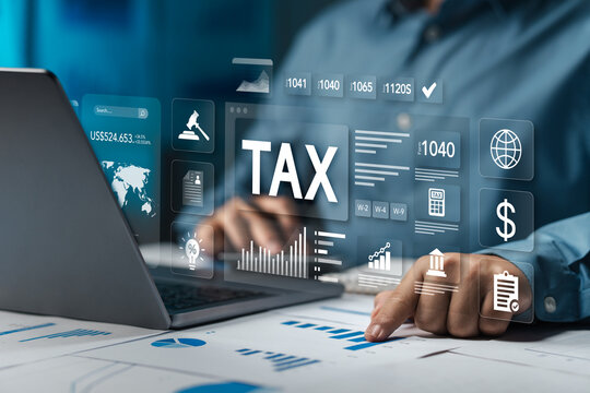 Businessman accounting, Calculating income-expenses and analyzing investment data reports. Annual tax reduction planning concept, financial and tax systems.