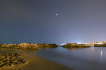 Night on the shore of the Mediterranean Sea