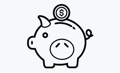Save money silhouette, Save money icon designed in a line style, editable stroke 