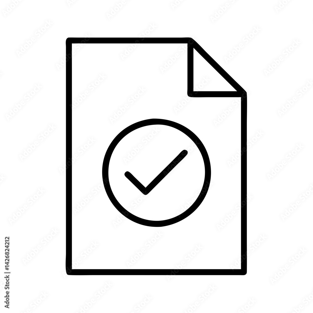 Poster document file check mark icon vector graphic illustration symbol sign approved accepted task list