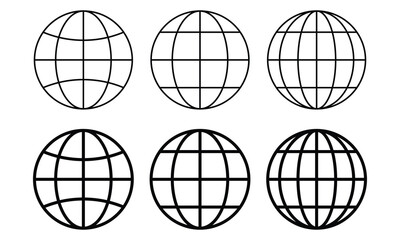 Collection of world globe line icon vector. globe, world, earth outline icon vector illustration