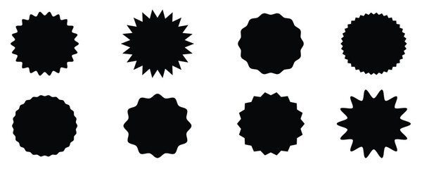 Zigzag edges set. Torn paper, jagged rectangular shape box element set with zigzag edges. Silhouette stickers circle, square.  Geometric zigzag edge shape .vector. 