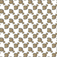 Seamless Pattern of Cookies with Chocolate Chips and Fun Expressions