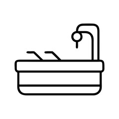 Outline bathtub icon design for bathroom interior and plumbing fixture vector graphic elements