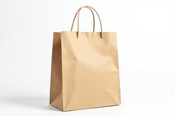 Empty brown paper shopping bag isolated on white background , supermarket, brown bag, container