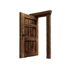 Open Rustic Wooden Doorway - Invitation to Adventure and New Beginnings
