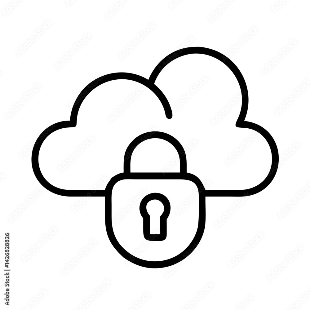 Poster cloud security data protection network security cloud computing cybersecurity cloud storage lock