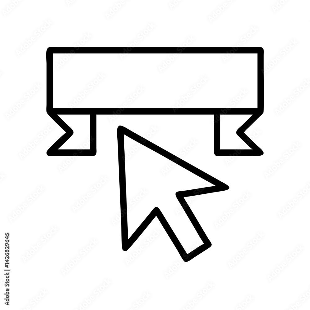 Poster Pointer cursor click banner ribbon vector graphic design element interface user experience icon line art