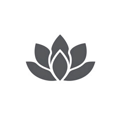 Obraz premium Simple Stylized Lotus Flower Icon - Dark Grey on Black