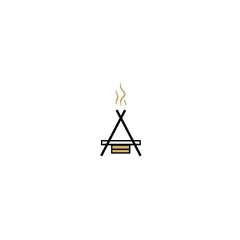 Obraz premium Camping symbol representing a campfire cooking 