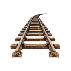 Curving Railroad Tracks Isolated on Transparent Background