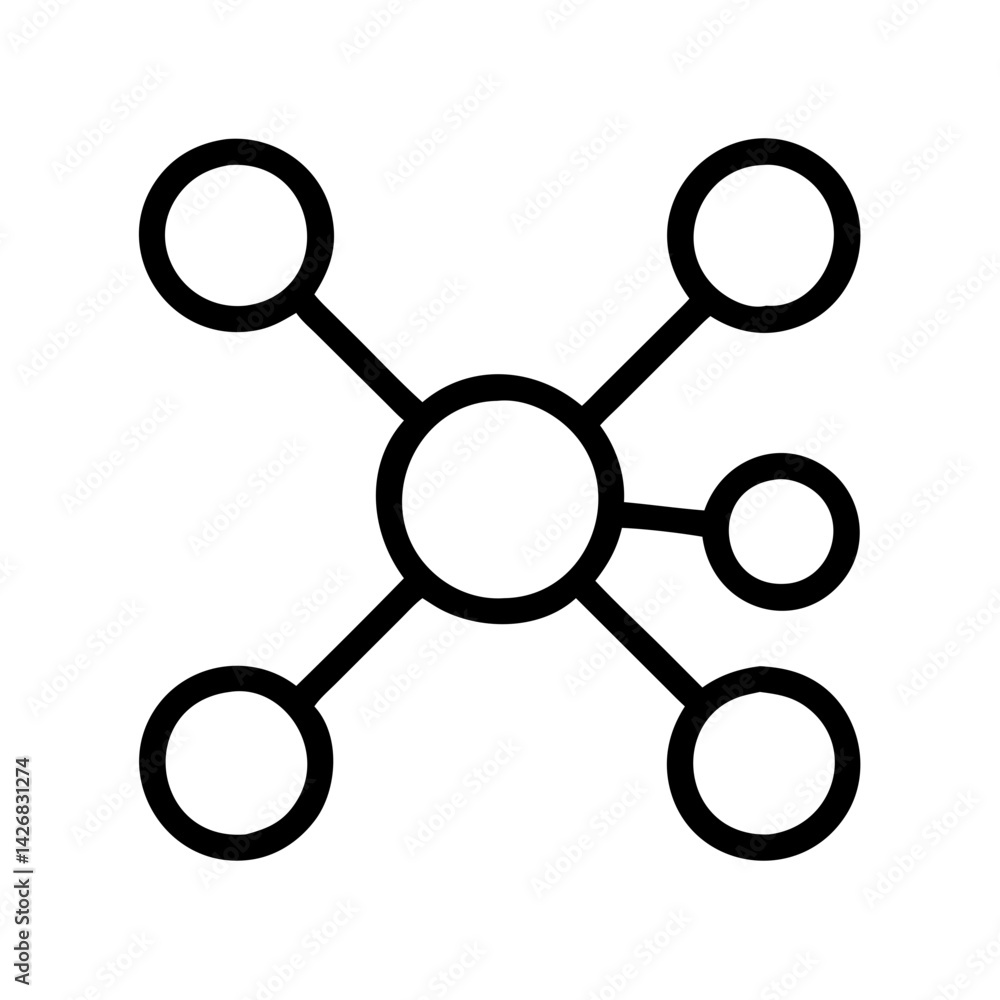 Aufkleber Network connection node diagram circle hub link data communication system structure connection model