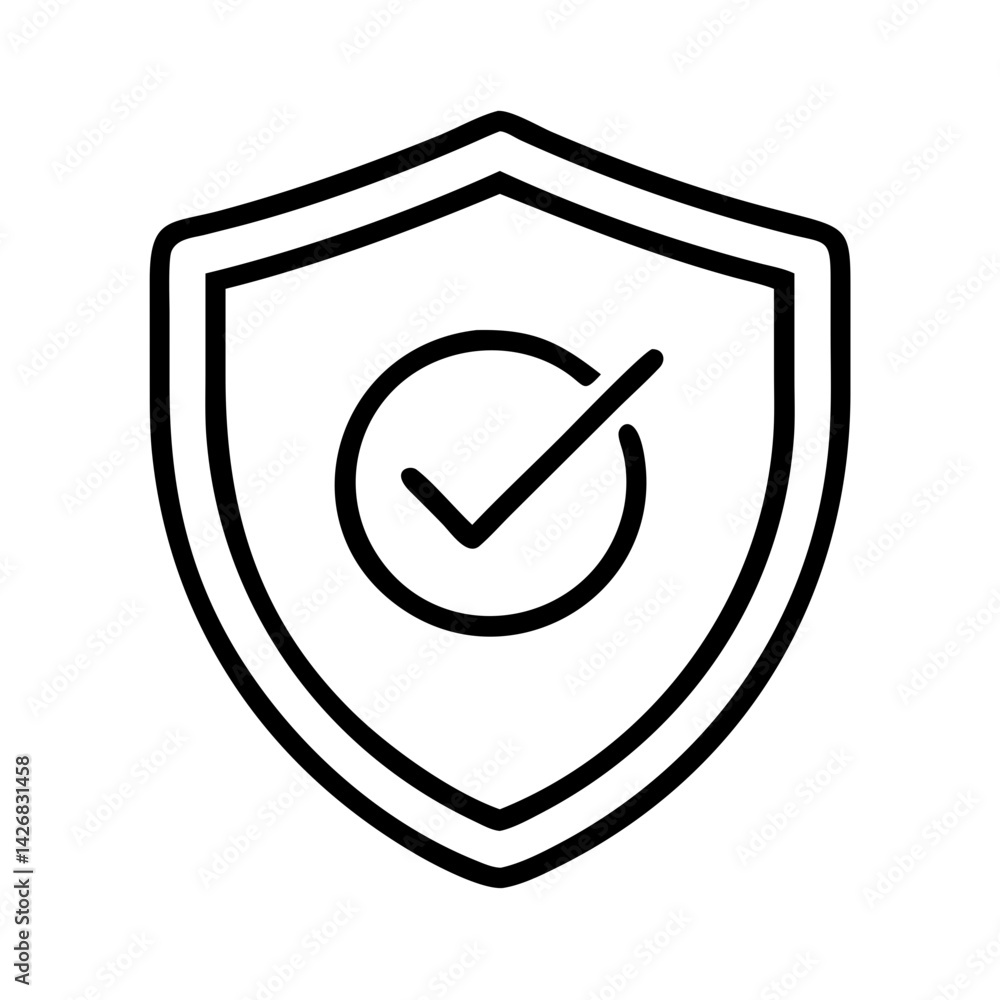 Poster shield security check mark icon vector illustration for protection and verification symbol design sa