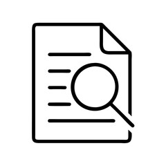 Document search icon vector illustration, magnifying glass, find file, search document, paper icon, find data