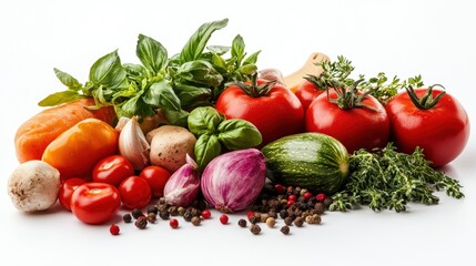 Family preparing a meal in the kitchen with fresh ingredients, isolated on white background