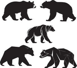 Bear Walking with Powerful stance silhouette vector