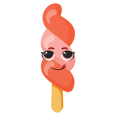 Silly swirled ice cream character with tongue out Playful frozen treat illustration