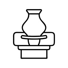 Outline drawing of a vase on a pedestal, antique vase, pedestal, art, drawing, outline, vector, line art