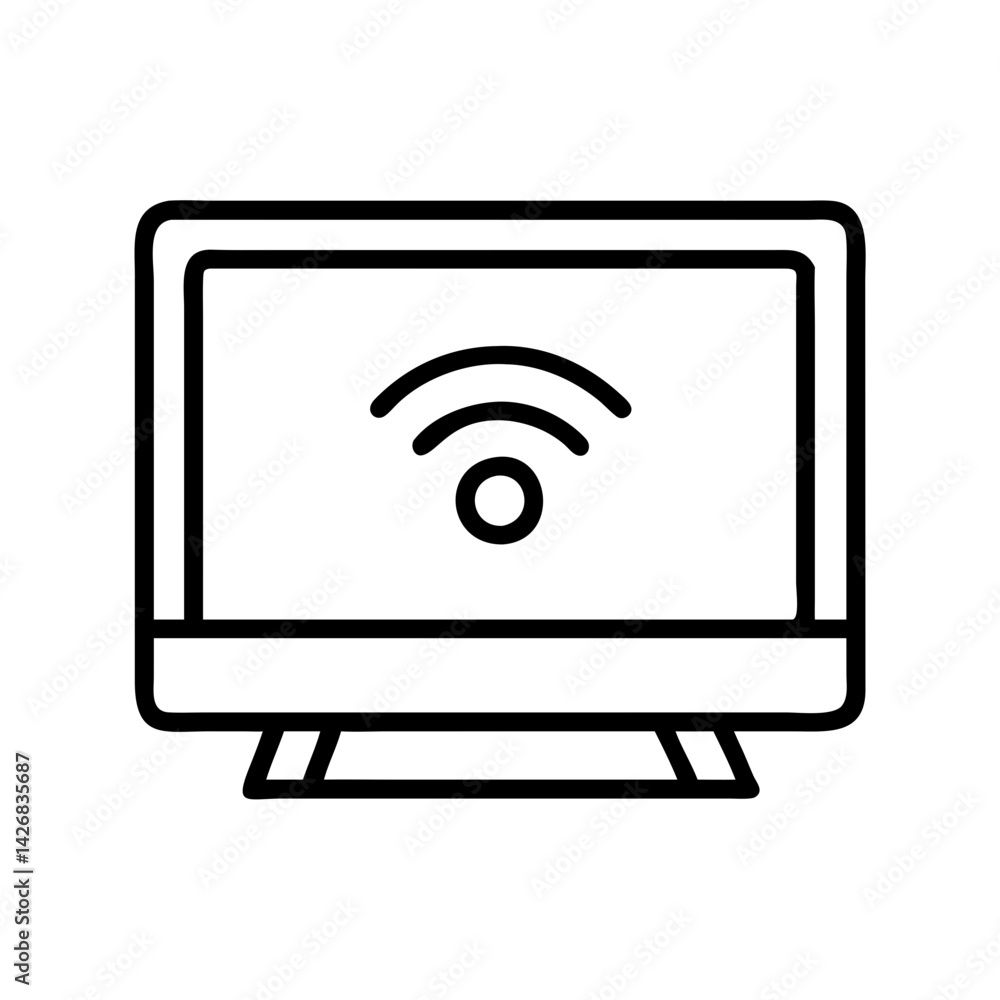 Aufkleber tv wifi connection wireless internet signal technology network communication device icon vector grap
