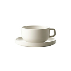 Obraz premium Elegant Off-White Teacup and Saucer Set on White Background
