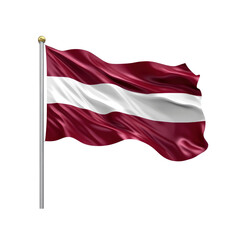 Waving Latvian Flag on Flagpole, Isolated on Transparent Background