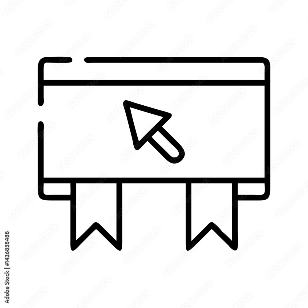 Poster bookmark cursor web pointer interface navigation internet website page favorite ribbon tag label