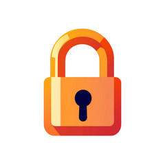Orange Gradient Padlock Icon Security, Privacy, and Protection Symbol