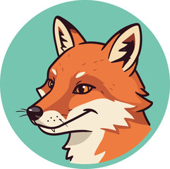 Obraz premium Fox Head Vector Illustration with Orange Fur and Green Background Circle 