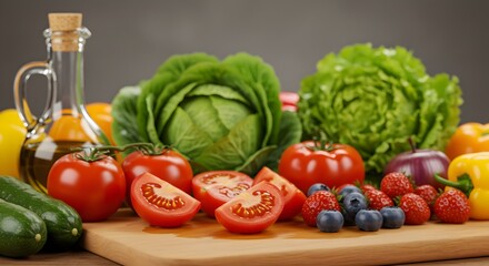 fresh vegetables on a wooden board