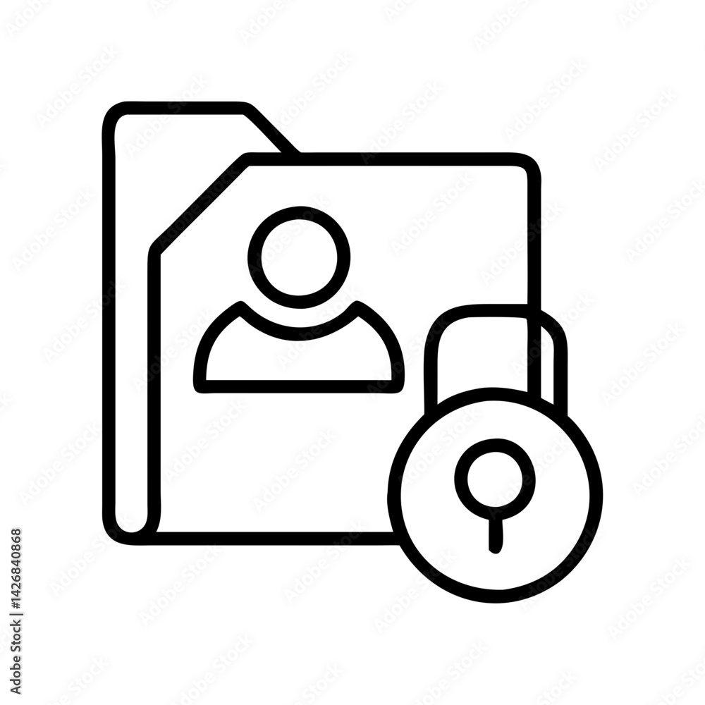 Poster secure personal data folder with padlock for privacy and protection of user information access