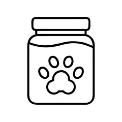 Dog pet treat jar food container paw print animal care outline drawing vector illustration art