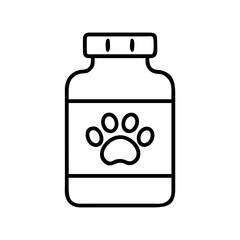 Pet supplement bottle paw print, pet care, animal health, veterinary, pet product, pet supply icon vector
