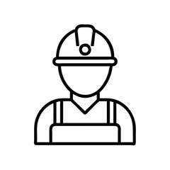 Outline construction worker with hard hat vector icon construction worker engineer man