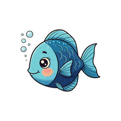 Fototapeta premium Cute Fish Swimming Cartoon Vector Icon Illustration Animal Nature Icon Isolated Flat vector