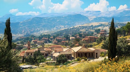 Fototapeta premium Crumbling Temple With Column Fragments High Resolution Picture