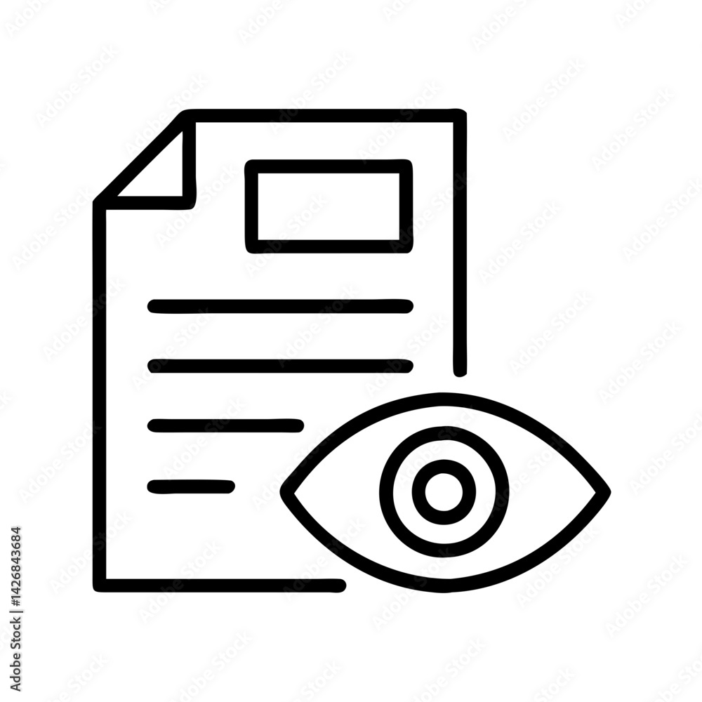 Poster eye document view file paper page icon vector illustration graphic design element symbol sign