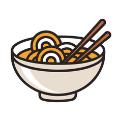 Udon Bowl with Noodles and Broth Icon Design