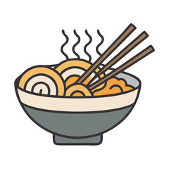 Udon Bowl with Noodles and Broth Icon Design