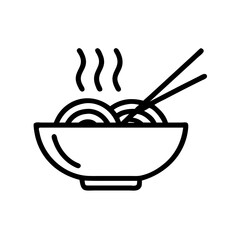 Udon Bowl with Noodles and Broth Icon Design
